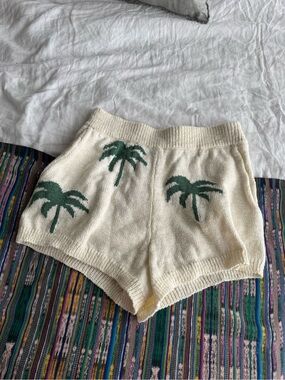 Show Me Your MuMu Cream Palm-Print High Waist Knit Shorts